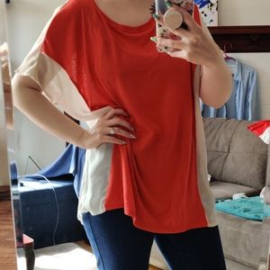 White and Orange Sheer Top